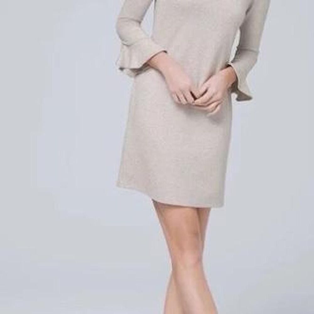 White-house-black-market Women's Tan and Cream Dress